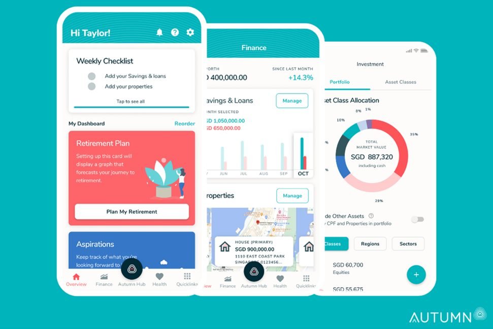 Mobile investment app showing portfolio allocation and financial planning tools