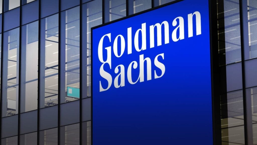 Goldman Sachs corporate signage on modern office building