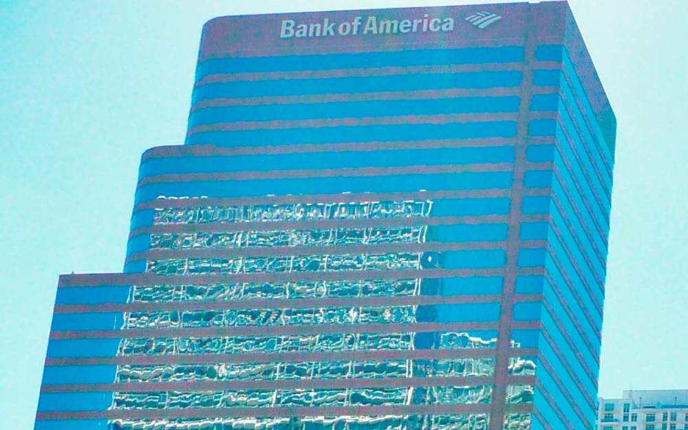 Bank of America Plaza towers above Atlanta's skyline with distinctive blue glass facade