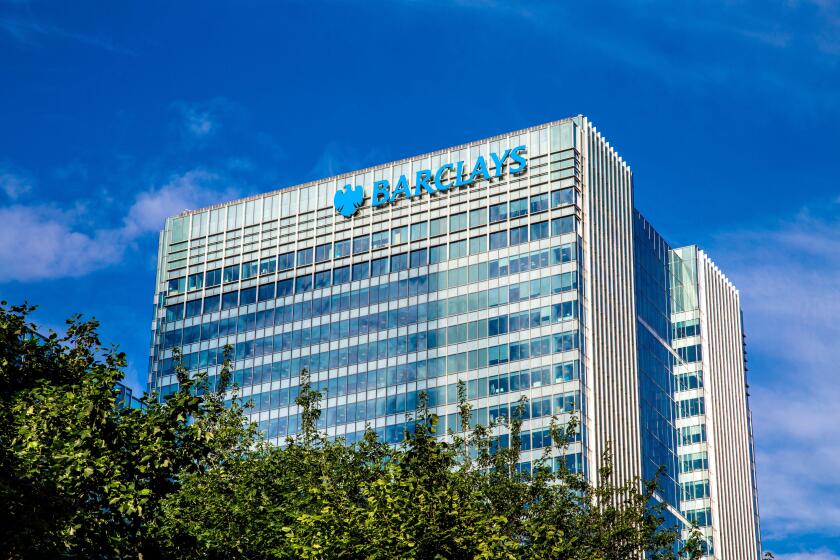 Barclays headquarters building at One Churchill Place in London's Canary Wharf financial district