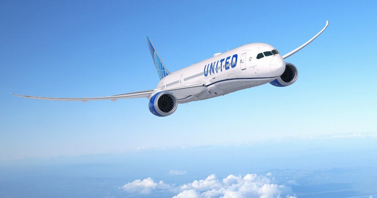 United Airlines Boeing 787 Dreamliner banking gracefully through blue skies, showcasing the carrier's modern fleet that drives international route profitability