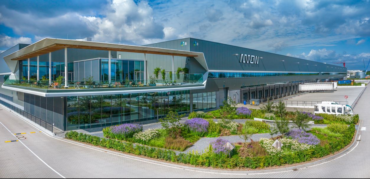 Modern Prologis logistics facility with office complex and loading docks