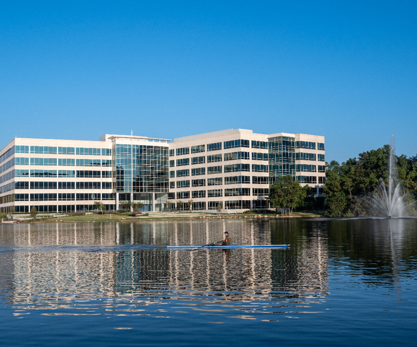 Chevron corporate campus with water feature