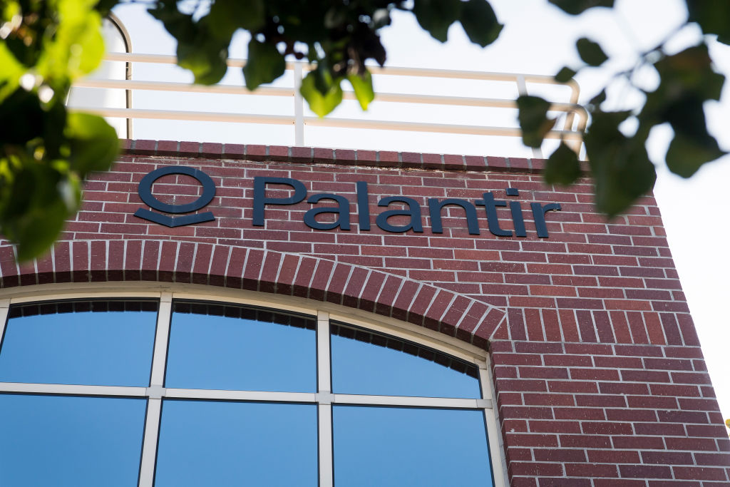 Palantir company logo on building exterior