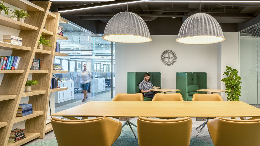 Upwork office interior showing modern collaborative workspace