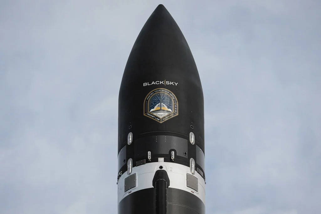 Rocket Lab Electron rocket with BlackSky mission patch