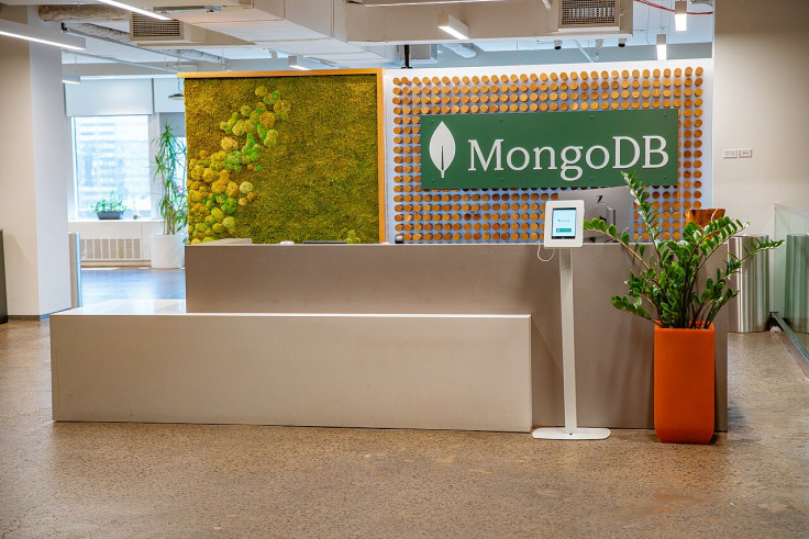 MongoDB office reception area with company logo