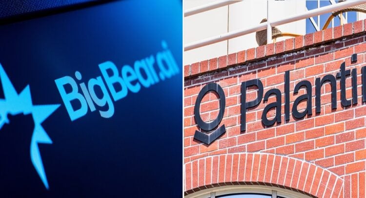 BigBear.ai and Palantir logos side by side, highlighting the competitive landscape in defense AI and data analytics