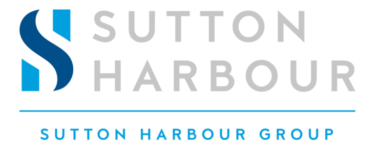 Panoramic view of Sutton Harbour marina with moored boats and quayside buildings