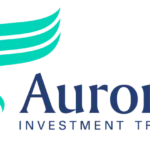 Aurora Investment Trust logo with a teal ribbon emblem and navy wordmark on a white background