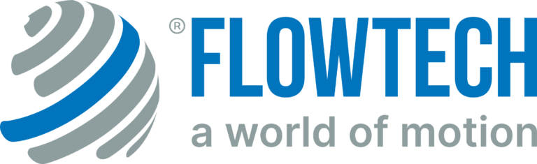 Flowtech Fluidpower company logo with the tagline 'a world of motion'.