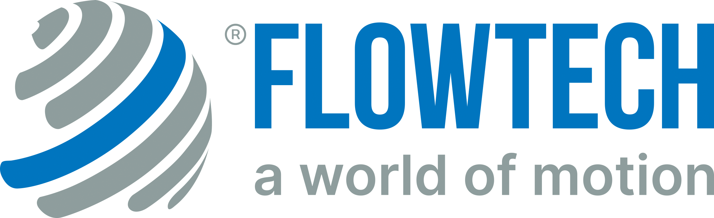 Flowtech Fluidpower company logo with the tagline 'a world of motion'.