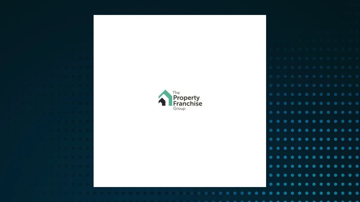 The Property Franchise Group plc official logo on a dark dotted background