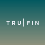 TruFin plc company logo on a teal gradient background