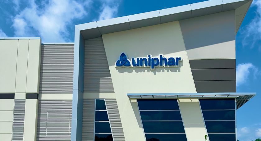 Exterior view of a Uniphar facility building with company signage