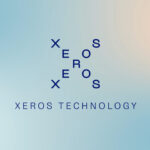 Xeros Technology brand graphic with stylised XEROS wordmark on a blue-to-peach gradient background