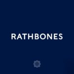 Rathbones company name displayed in white text on a navy blue background with brand emblem