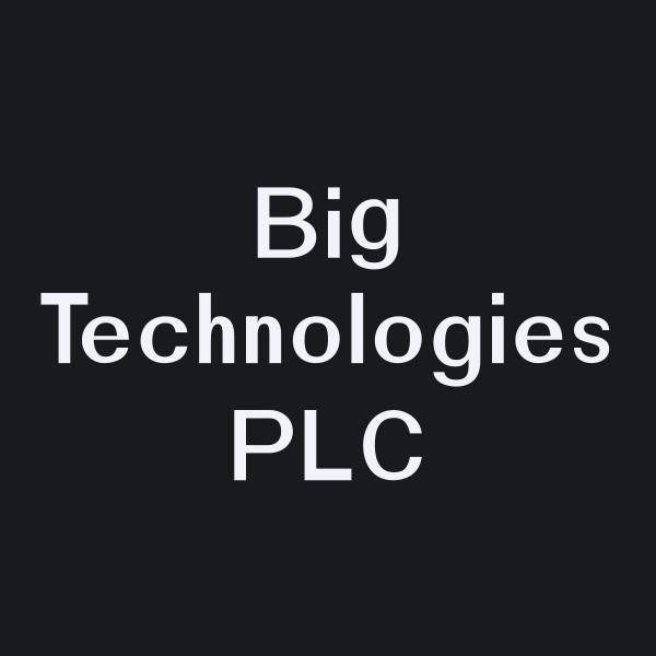 Big Technologies PLC company name displayed in white text on a dark background
