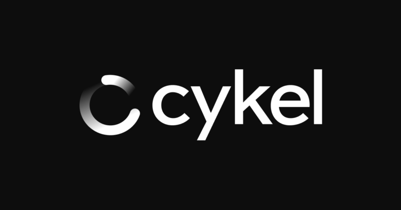 Cykel AI logo: a white circular ring symbol beside the word 'cykel' on a black background