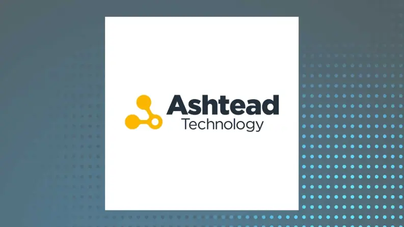 Ashtead Technology logo with a yellow molecule-style icon on a white square against a blue-grey dotted background.